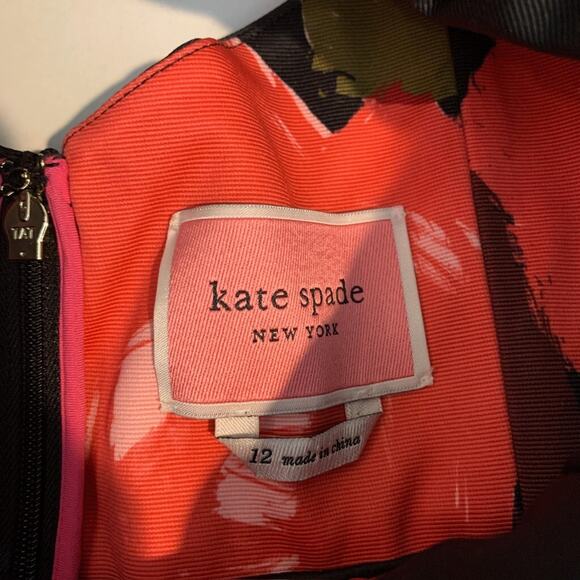 Kate Spade Dress Womens 12 Multi Just Rosy Beau Bow Sweetheart Neck Puff Sleeve - Picture 9 of 16